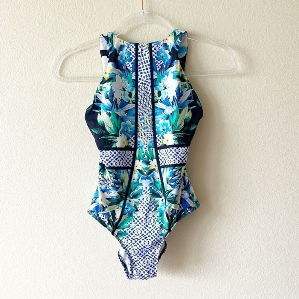 Anthropologie Jets by Jessika Allen Floral Print One piece Swimsuit